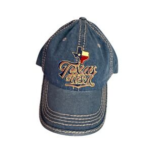 Texas USA Denim Distressed Baseball Cap Adjustable Ladies NWT